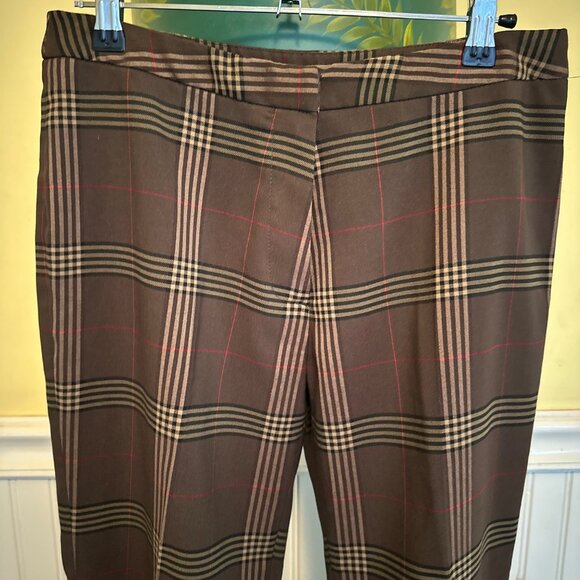 Vintage 90s Womens Brown Plaid boot cut Pants Size 10 By Bay - Picture 7 of 9